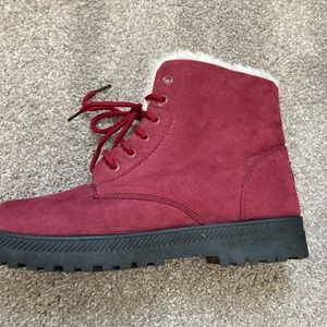 Maroon ankle boots